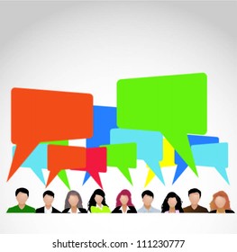 Business people team with speech bubbles-vector illustration