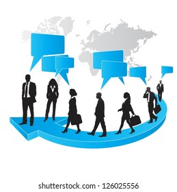 Business people team with speech bubbles-vector illustration