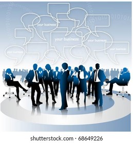 business people team with speech bubbles-vector