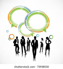 business people team with speech bubbles-vector