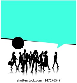 Business people team with speech bubble-vector illustration