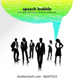 business people team with speech bubble-vector illustration