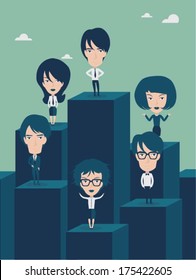 Business people team standing on a 3d graph