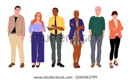 Business people team standing vector on white.