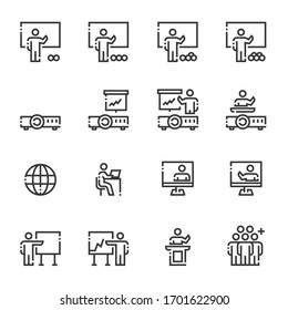 Business People Team Training  Line Omission Icons  Vector illustration