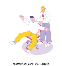 Business people team work isometric icon with two male characters 3d vector illustration