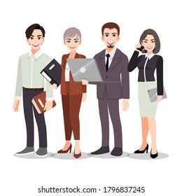 Business People team work standing together in Fall color clothing concept on white background vector