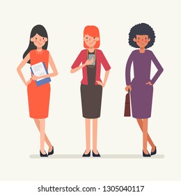 Business people teamwork character. Animation scene people community. Business woman set.