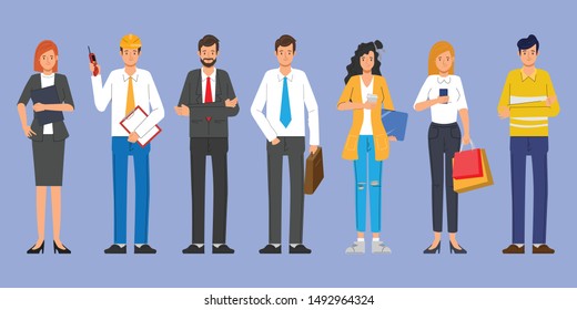 Business people teamwork character. Animation scene people community.