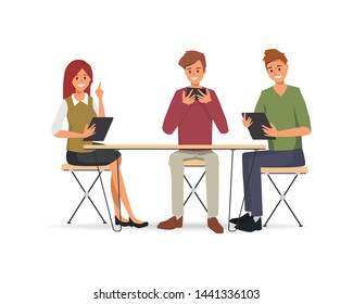 Business people teamwork corporate. Colleague character in office workspace.