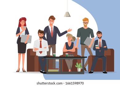 Business people in teamwork discussing at lounge.