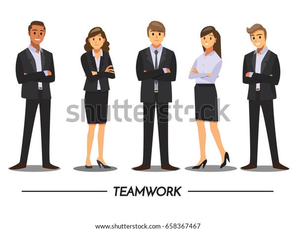 ビジネスマンのチームワーク ベクターイラストの漫画のキャラクター のベクター画像素材 ロイヤリティフリー