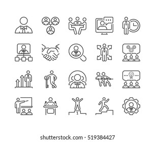 business people thin line icon set in black for business, office & human resources.