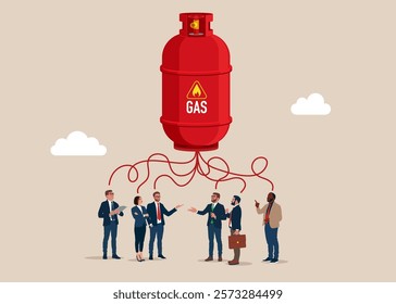 Business people think about gas, leadership skill or trust on work responsibility. Investment, wealth management. Gas tank, Used for  various industries.