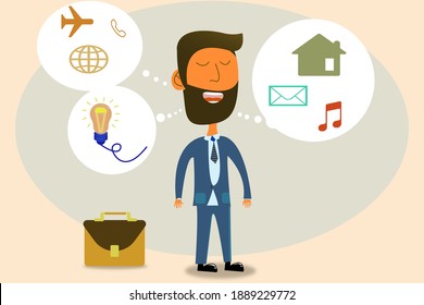 Business people think about investment with Business suitcase