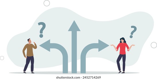 business people thinking on difference career path.flat vector illustration.