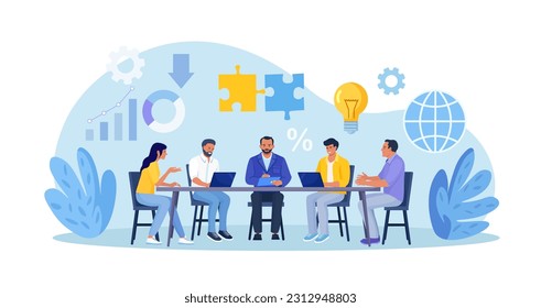 Business people thinking and solving problem. Brainstorming, research and development. Creative team working on project strategy. Teamwork, cooperation, partnership. Business future planning analysis - Shutterstock ID 2312948803