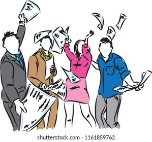 business people throwing papers vector illustration