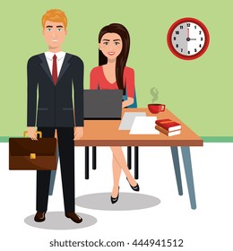 business people in training process  isolated icon design, vector illustration  graphic 