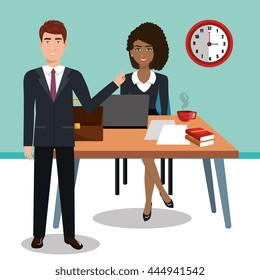 business people in training process  isolated icon design, vector illustration  graphic 