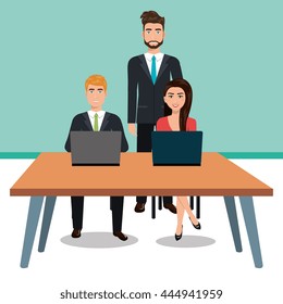 business people in training process  isolated icon design, vector illustration  graphic 