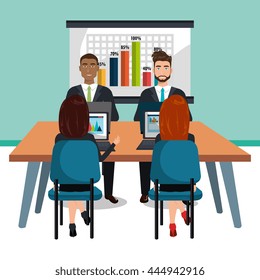 business people in training process  isolated icon design, vector illustration  graphic 