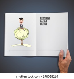 Business people with trees printed on book