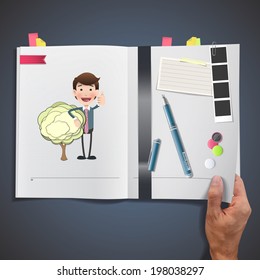 Business people with trees printed on book