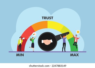 Business people with Trust Level 2d vector illustration concept for banner, website, illustration, landing page, flyer, etc