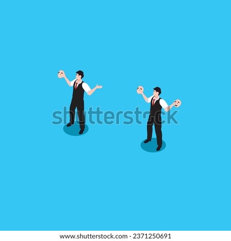 Business people with two faces 3d vector illustration concept for banner, website, illustration, landing page, flyer, etc