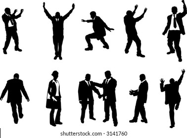 business people unusual silhouettes A series of business people mostly in more unusual poses, climbing, balancing etc. Great for use in conceptual pieces.