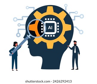 business people using Artificial intelligence tools for data analysis to generate something, Futuristic technology transformation on white backgrounds.