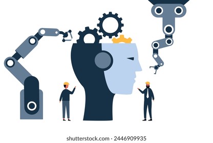 business people using Artificial intelligence tools for data analysis to generate something, Futuristic technology transformation on white backgrounds.