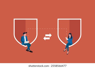 Business people using gadget for use a VPN