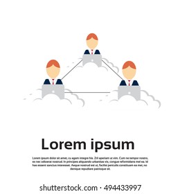 Business People Using Laptop Computer Internet Connection Flat Vector Illustration