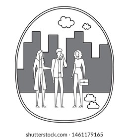 business people using smartphone on the city