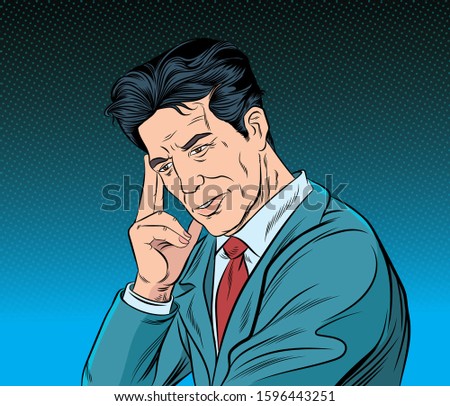 Business people are using their mind to make decisions.Pop art vector illustration drawing. Comic book work style.