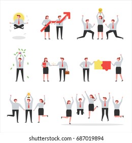 business people various situation vector illustration flat design