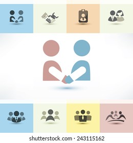 business people vector icons set