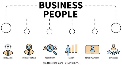 Business people Vector Illustration concept. Banner with icons and keywords . Business people symbol vector elements for infographic web
