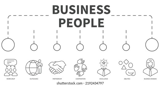 Business people Vector Illustration concept. Banner with icons and keywords . Business people symbol vector elements for infographic web