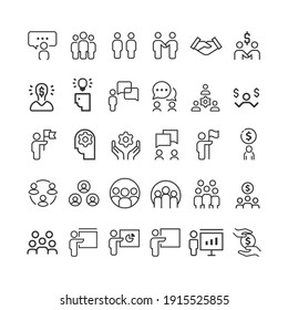 business people vector line icon set