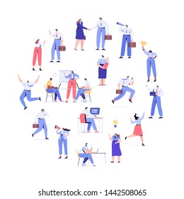 Business People vector set. Men and women. Business team. Teamwork, brainstorming. Success.  Flat vector characters isolated on white background. 