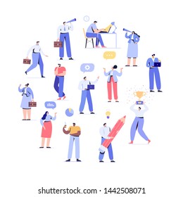 Business People vector set. Men and women. Business team. Teamwork, brainstorming. Success.  Flat vector characters isolated on white background. 