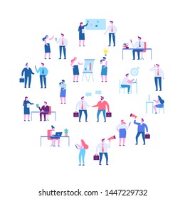 Business People vector set. Business team. Teamwork, brainstorming. Success. Men and women. Flat vector characters isolated on white.	

