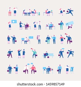 Business People vector set. Business team. Teamwork, brainstorming. Success. Men and women. Flat vector characters isolated on white.	