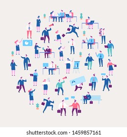 Business People vector set. Business team. Teamwork, brainstorming. Success. Men and women. Flat vector characters isolated on white.	