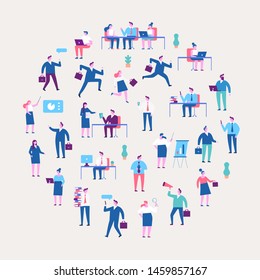 Business People vector set. Business team. Teamwork, brainstorming. Success. Men and women. Flat vector characters isolated on white.	
