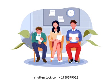 Business people waiting for job interview Vector Illustration concept. Flat illustration isolated on white background. 