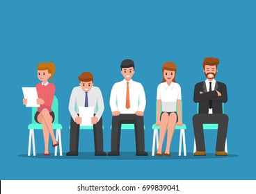 Business people waiting for job interview. Human Resources and Recruitment Job Concept